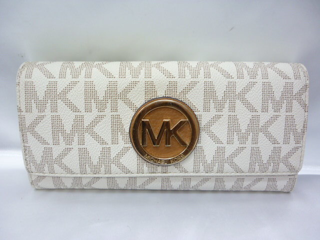 MICHAEL KORS マイケルコース MK アイボリー 二つ折り 長財布 ロング 
