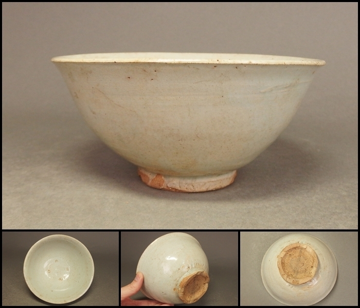 李朝時代 白磁茶碗 茶道具朝鮮美術 ⑦ 李朝 白磁 時代物 古茶碗 PQ152.