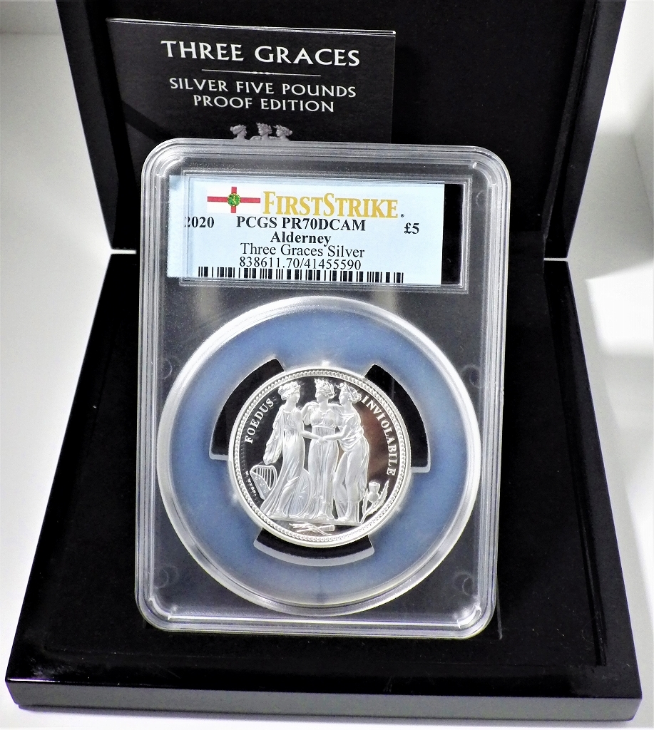 スリーグレイセス イギリス 2020年 5ポンド 銀貨 2オンス オルダニー