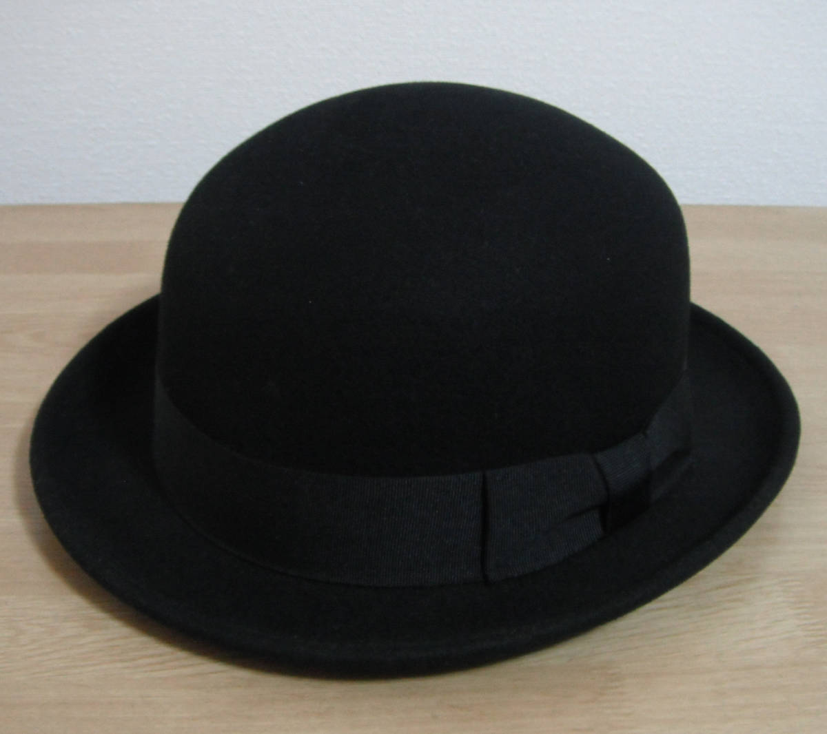【古着】美品 / ボーラーハット / ML（59cm）/ ブラック / ウール / フェルト / BOWLER HAT / 黒 / 帽子 / ハット 帽子 ボーラーハット - ナチュラル ホワイト シルク