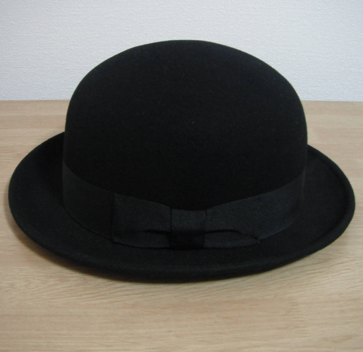 【古着】美品 / ボーラーハット / ML（59cm）/ ブラック / ウール / フェルト / BOWLER HAT / 黒 / 帽子 / ハット 帽子 ボーラーハット - ナチュラル ホワイト シルク