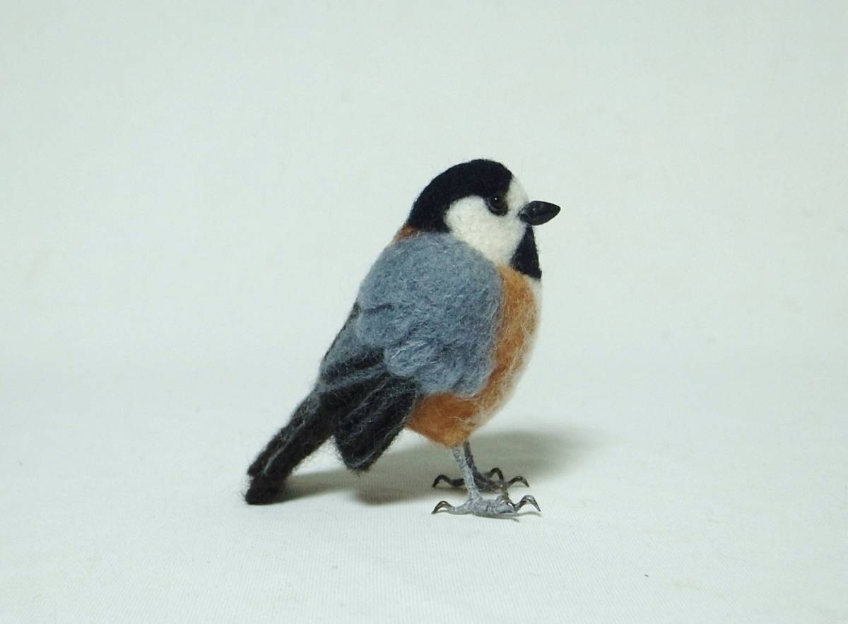 羊毛フェルト 鳥 ヤマガラ 野鳥 ハンドメイド 小鳥 ミニチュアサイズ