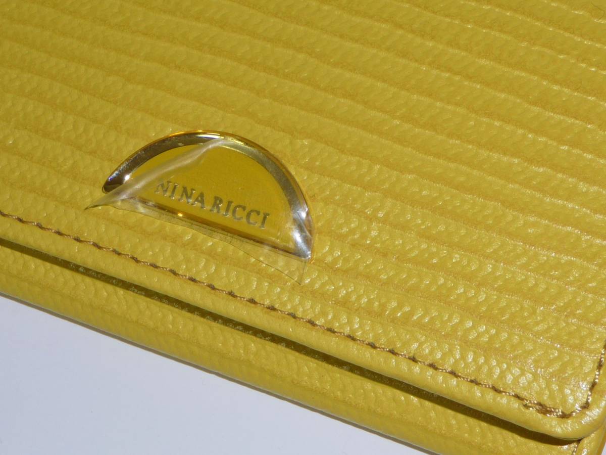 未使用 □ ニナリッチ 財布 イエロー 牛革 ルーン 二つ折り 財布 