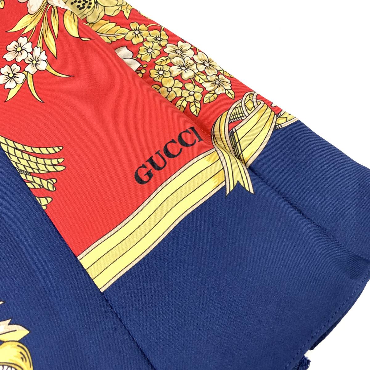 美品】19SS GUCCI グッチ フラワータッセルプリント シルク プリーツ 