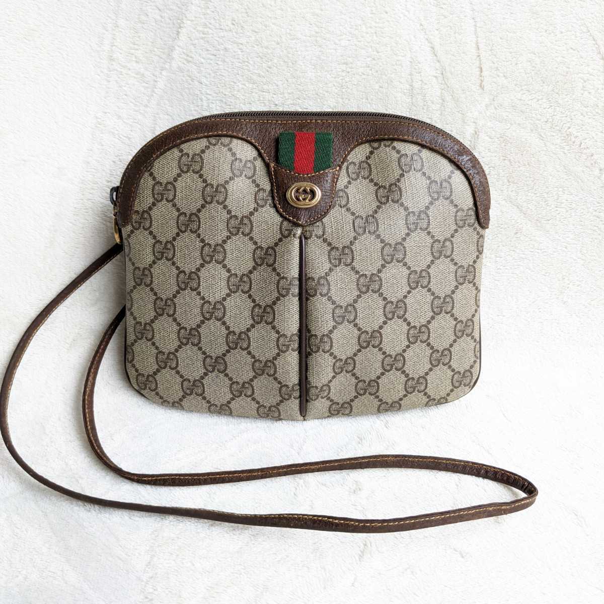 【1円】グッチ GUCCIショルダーバッグ　ポシェット　オールドグッチ　アクセサリーコレクション　シェリーライン　PVG　GGスプリーム