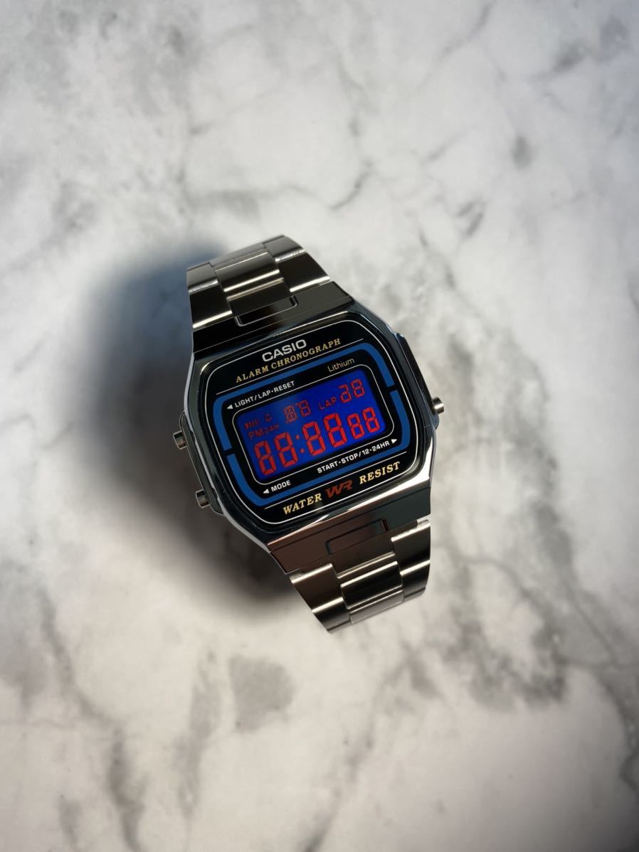 ★新品！カスタム液晶★【送料無料】CASIO A164WA-1 エナジーカラー 液晶反転　チープカシオ カスタム　タイメックス ALBA 好きにも！