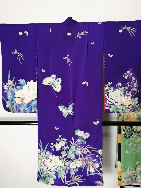 ☆きものさらさ きものさらさ 錦紗 小紋 菊や牡丹に薔薇 華やか大正