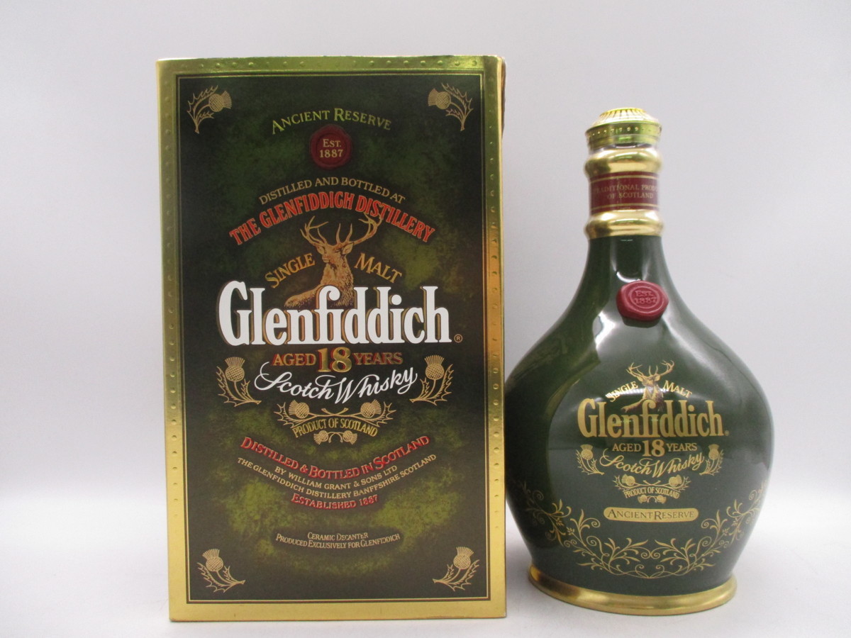 人気機種 GLENFIDDICH 18年 グレンフィディック 緑 陶器ボトル