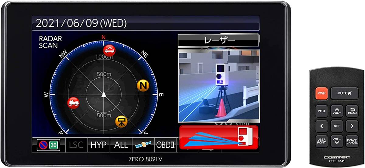 即決 送料込み■コムテック レーザー受信対応GPSレーダー探知機 ZERO 809LV 超広角レーザー受信/Kバンド受信感度向上/無料データ更新対応 