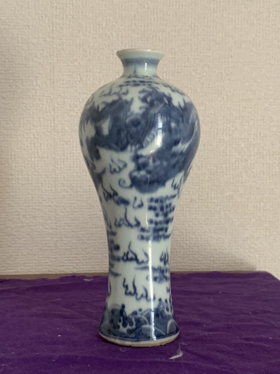 中国美術 清朝期 古物保証 唐物 a03022 公式通販 染付花鳥文瓶 Yahoo 