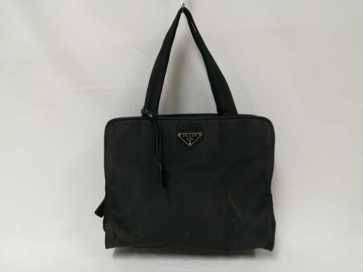 ハンドバッグ プラダ PRADA ブラック ナイロン 黒 美品》PRADA（プラダ 