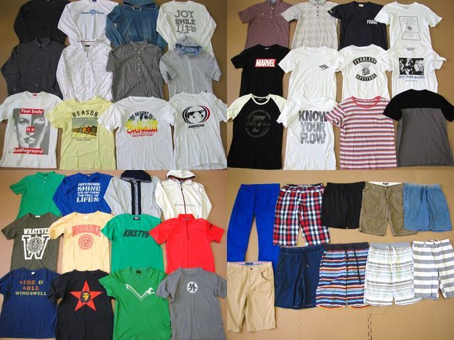R92＊大量75着セット メンズLサイズ まとめ売り Tシャツ パーカー シャツ ショートパンツまとめて 古着 仕入れ フリマ 卸 業販