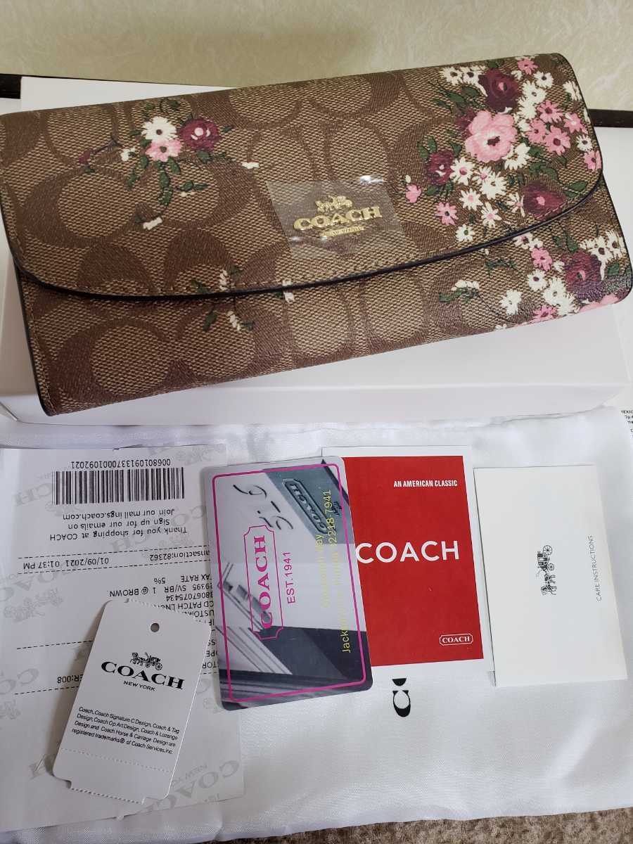 花柄 シグネチャー 長財布 コーチ COACH フラワー 財布 新品未使用