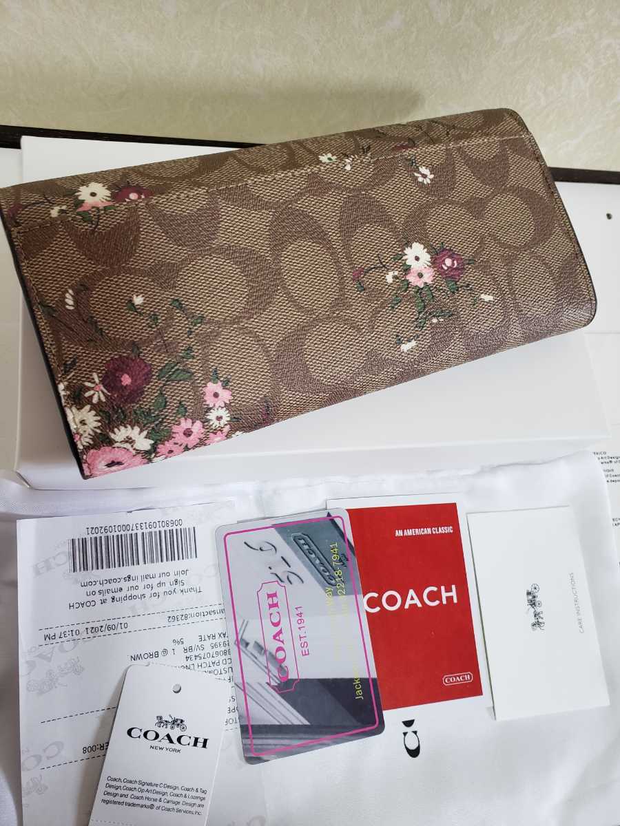 花柄 シグネチャー 長財布 コーチ COACH フラワー 財布 新品未使用
