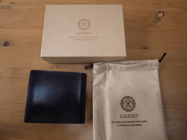 GANZO シンブライドル純札入れ ネイビー wgan57086(二つ折り財布（小銭