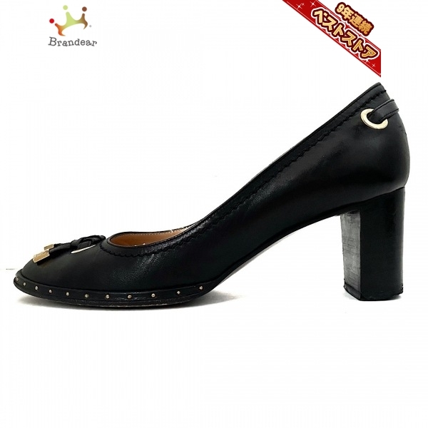 人気，人気セール ルイヴィトン LOUIS VUITTON パンプス 36 1/2 - レザー 黒 レディース スタッズ/リボン MA0044 MA0034 靴(女性用)｜売買されたオークション情報、yahooの商品情報をアーカイブ公開 - オークファン 靴