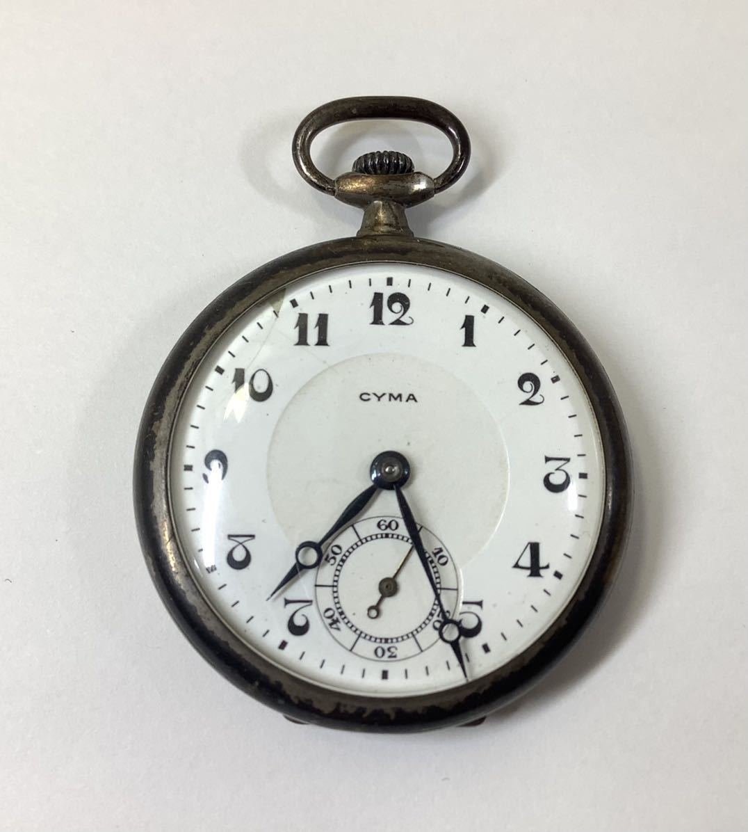 CYMA 懐中時計 稼働品 TRUSTY シーマ 手巻き OH済み 銀0.900 刻印 銀製 
