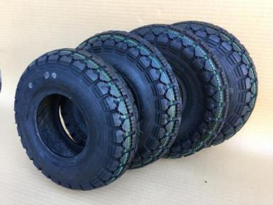 DURO製タイヤ 4.10/3.50-5 4PR 花柄パタン 荷車 台車 農用台車 交換用 410-350-5 海外製 410-350-5 4.10-3.50-5 デュロ 410/350-5 4本組