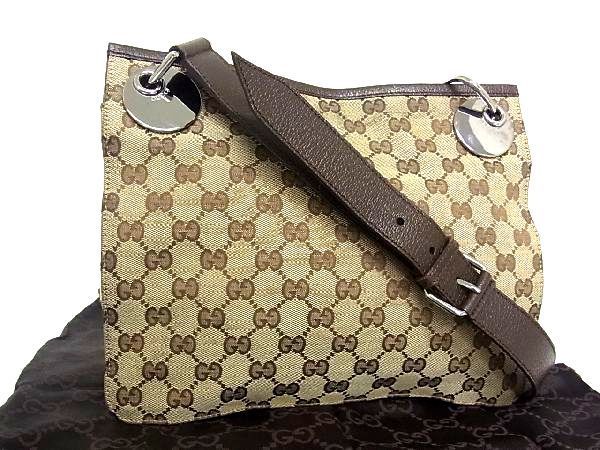 グッチ ベージュ シルバー金具 GGキャンバス トートバッグ GUCCI