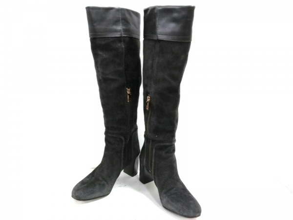 トリーバーチ TORY BURCH ロングブーツ 5M - スエード×レザー 黒  