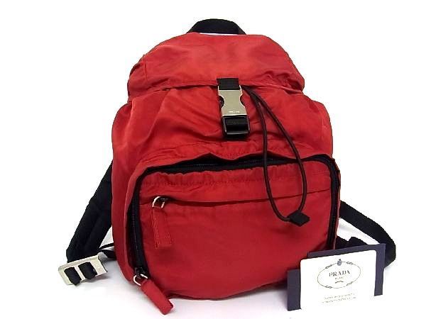 【大得価，人気セール】 1円 PRADA プラダ テスートナイロン 巾着型 リュックサック バックパック デイパック レディース レッド系&times;ブラック系 Q7036アオ(リュック)｜売買されたオークション情報、yahooの商品情報 かばん、バッグ