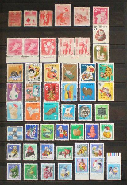 年賀切手単片　最初から1944年まで発行の49種51枚完全揃　美品_1