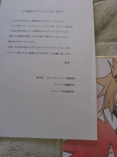 武井宏之 抽プレ当選品 直筆サイン色紙 シャーマンキングFLOWERS