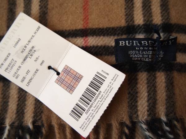 英国製タグつき新品 BURBERRYSバーバリー ラムウールマフラー(マフラー