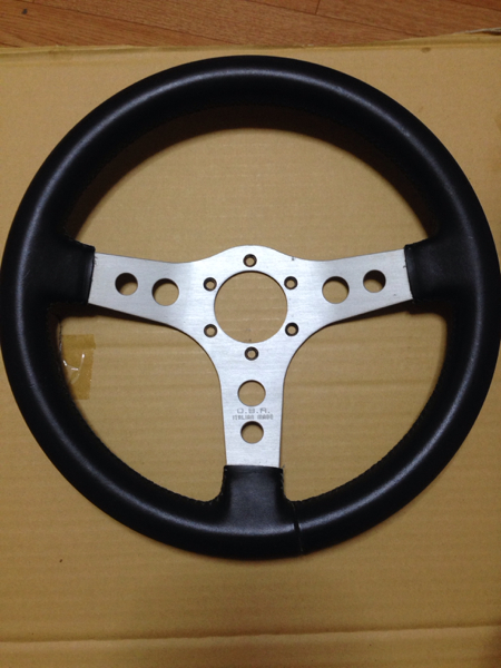 当時物OBAレザーステアリング 激レア！OBAレザーステアリング/350φ街道レーサー当時物オバ