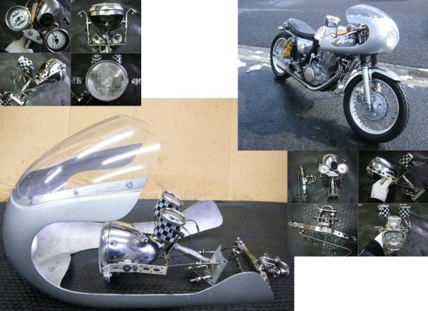 sr400 ロケットカウル　ヘッドライトライトセット SR400 ロケットカウル カフェレーサー カスタム ライト メーター
