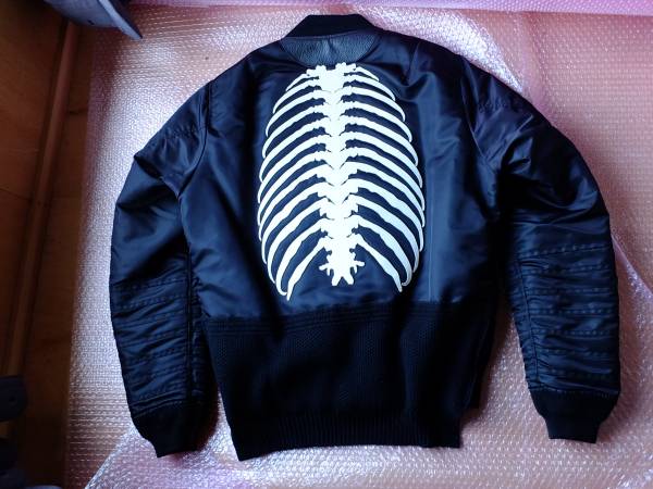 ジャケット・アウター 13AW Undercover Bone Leather Patch MA-1 UNDERCOVERISM13AW骨レザーパッチBONE白黒MA-1アンダーカバー3