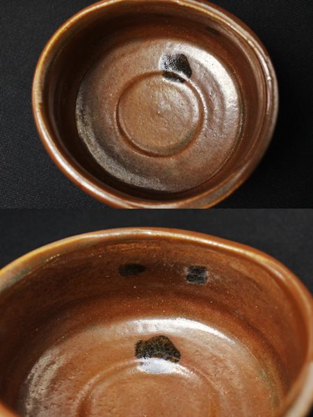 TB526茶道具 加藤春丹 古瀬戸釉 沓形茶碗 箱付◇時代/江戸期(茶碗