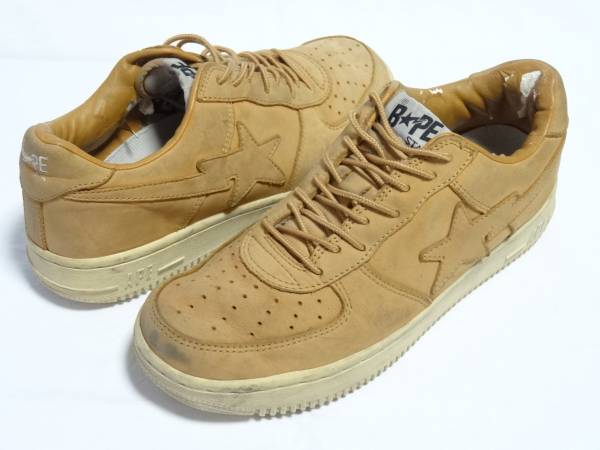 値下 APE エイプ BAPESTA ベイプスタ 茶 ヌバック 27.5 美品正規