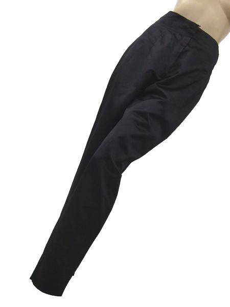 Q美品★JIL SANDER*ジルサンダー★黒色★艶やかサテン風★ジップ使い★着回し万能♪モードなテーパードパンツ★40号(Lサイズ・11号)