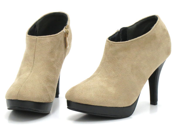 新品 バイカラー ゴールドライン ショートブーティ ベージュ S