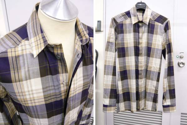 クリスヴァンアッシュ チェックシャツ　ブラウン系　４６　