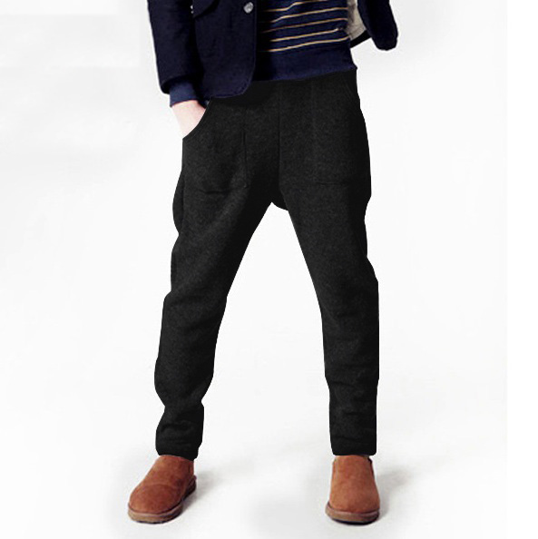 【L】美シルエット裏起毛サルエルスウェットパンツ/ブラック