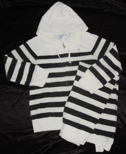 ツモリチサト★パイル地パーカー&長袖パジャマM★ネコボーダーBL