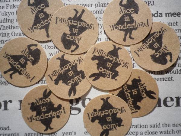 ハンドメイド☆不思議の国のアリス☆シルエット柄シール小10枚D_1