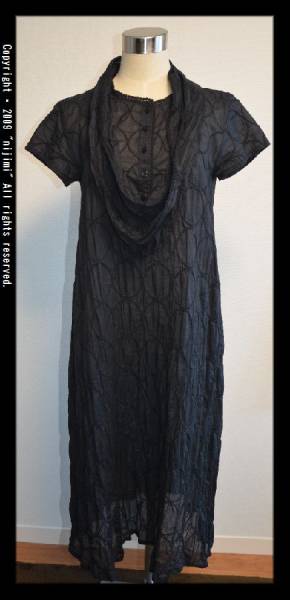 837■美麗品イッセイミヤケHaaTハート▲▼Aラインワンピース 黒