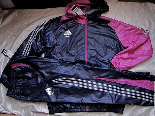 adidas★プロフェッショナルRevフードジャケット/パンツ紺XO★