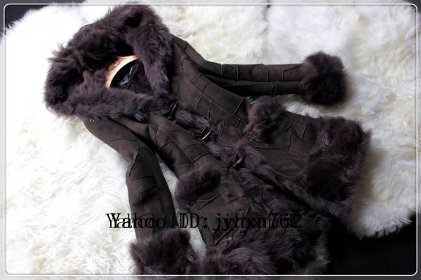 限定カラーフード付Wフェイスラムムートン コートブラウンM～3L