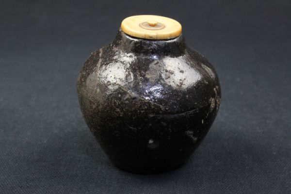 【御茶道具】信楽焼? 茶入 象牙蓋【K14】