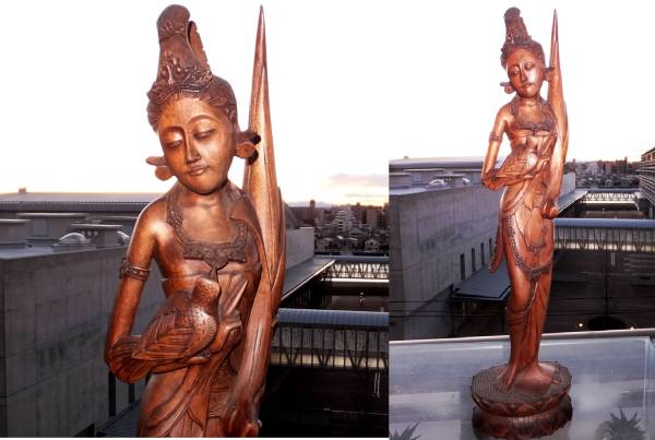 バリ絵画 バリ島 女神 バリ島女神像 木製彫刻像 約30cm木製彫刻