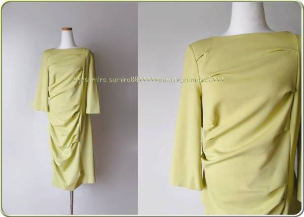 ◇エスカーダ◇気品ライムグリーン 立体ドレープ ワンピース40