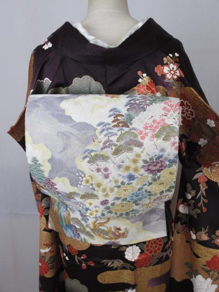 A45♪とんぼ♪美品！春の山並み＊動物♪袋帯