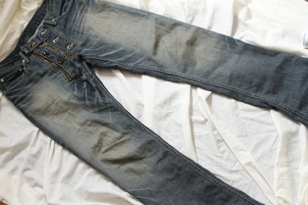 幻 hyde着 LGB スカル ジップ 加工 バイカー　デニム