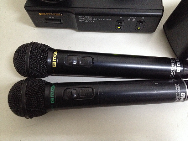 ＢＭＢ 赤外線ワイヤレスレシ－バ－WT4000 マイク WM400のセット 動作確認済□WT-4000レシーバーワイヤレスマイクセット□赤外線 「bmb