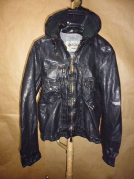 美品^_^ ジョルジオブラット フード付きレザージャケット 44 黒