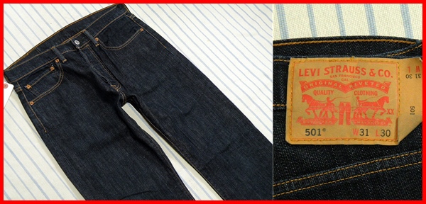 ★Levi's501★濃インディゴ＆ストレッチレギュラーストレートW80